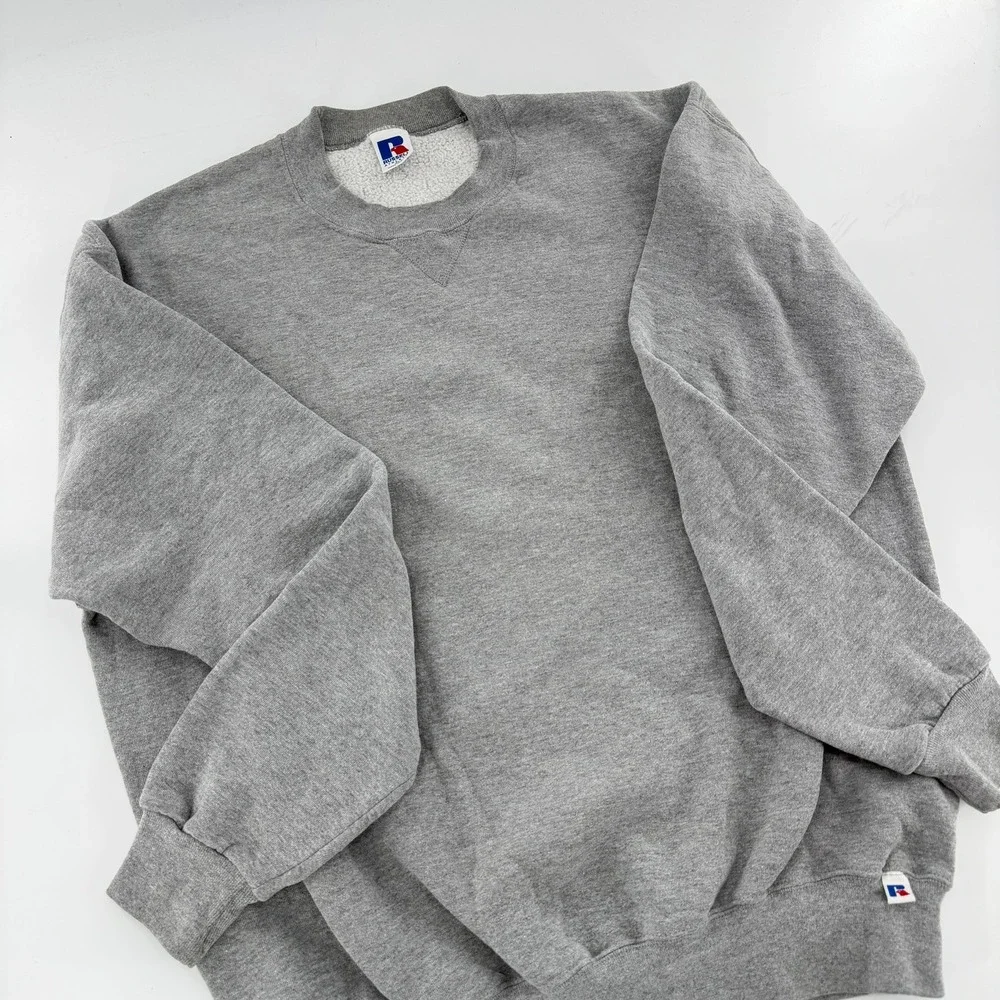 Russell Athletic Sweatshirt Crewneck Pullover Vintage 90s Unisex XLT Gray Blank